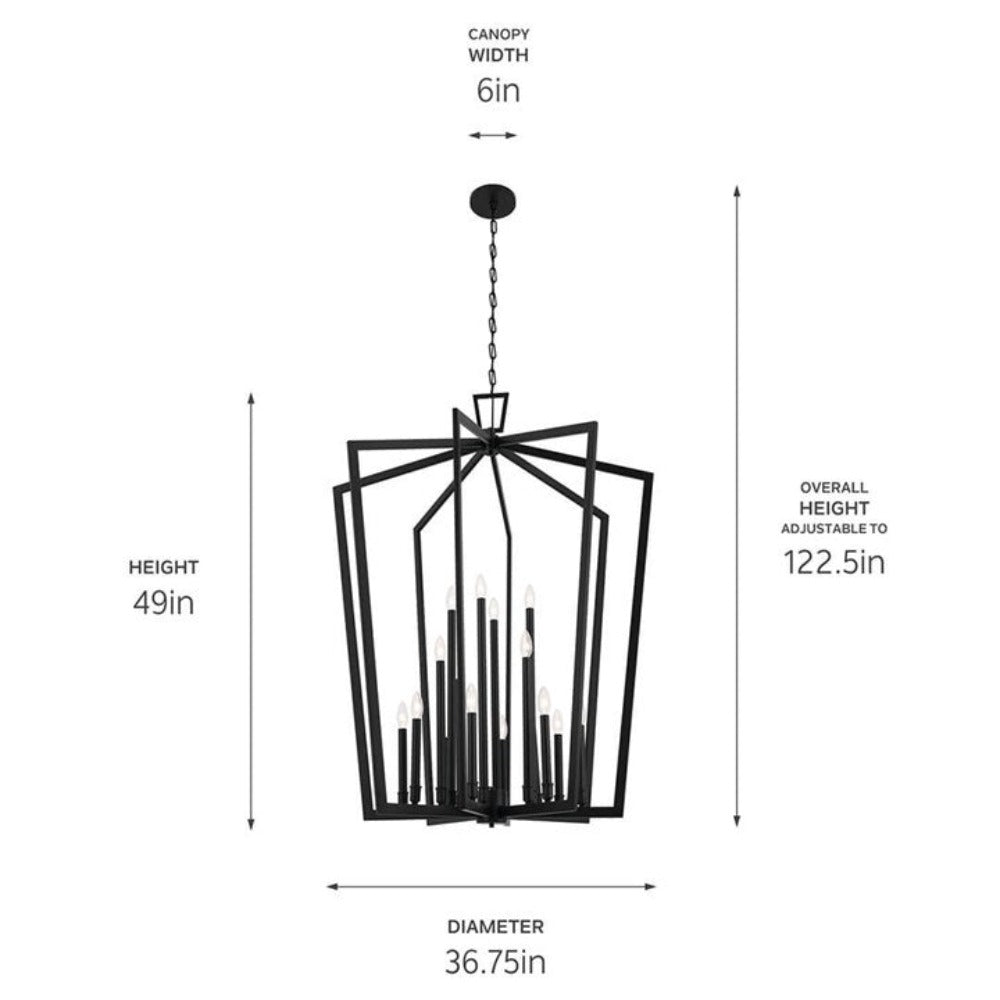 16-Light Lantern Chandelier Dims. Perfect for two story foyers.