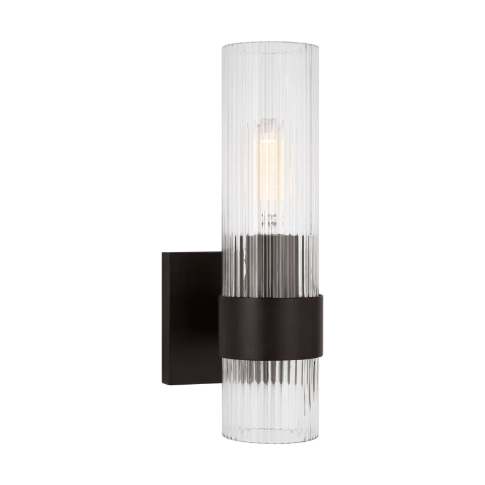 Eleanor Fluted Glass Sconce, Sconce, Aged Iron