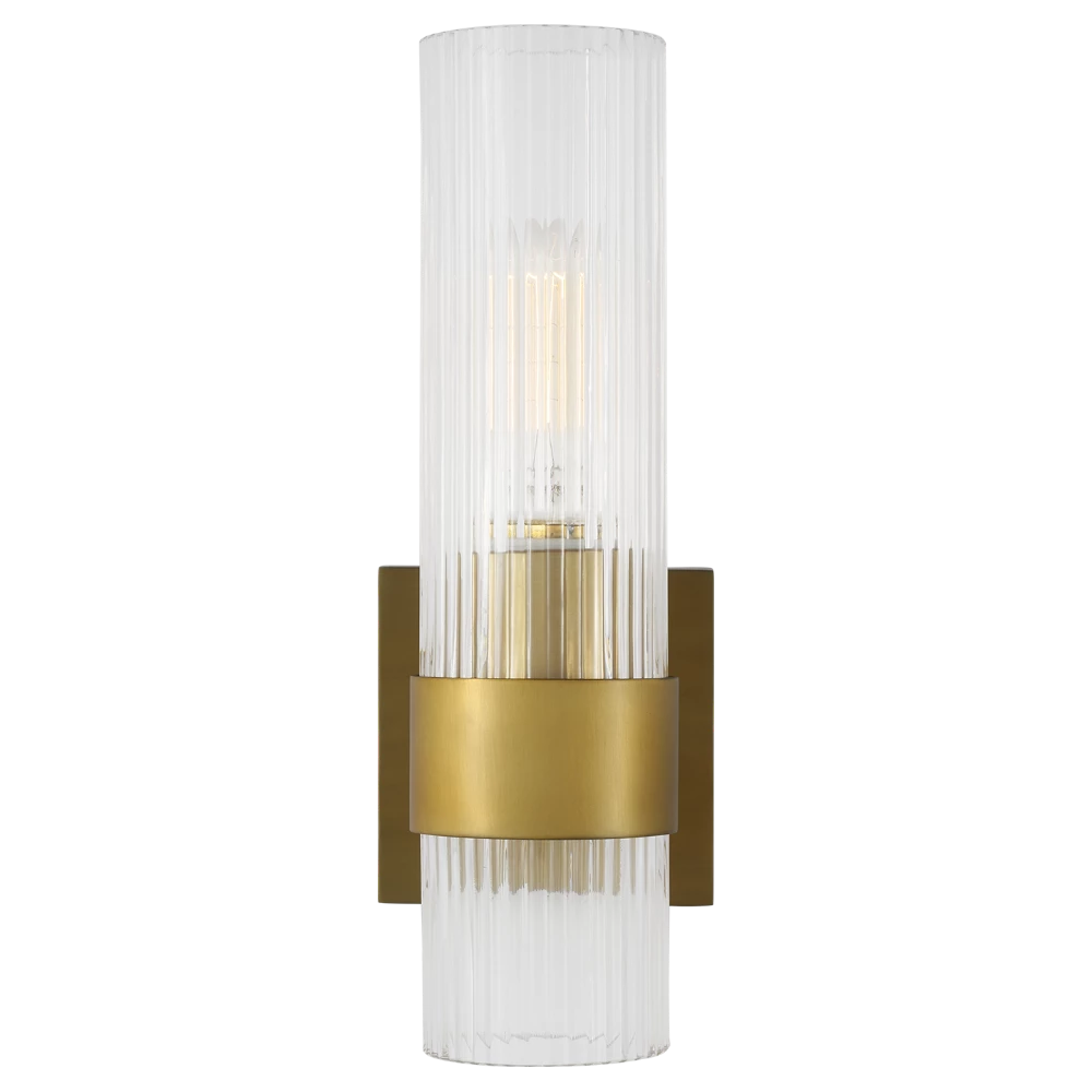 Eleanor Fluted Glass Sconce, Sconce, Burnished Brass