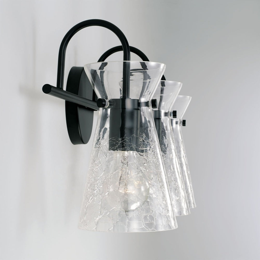 Colette 3-Light Glass Vanity, Vanity, Black