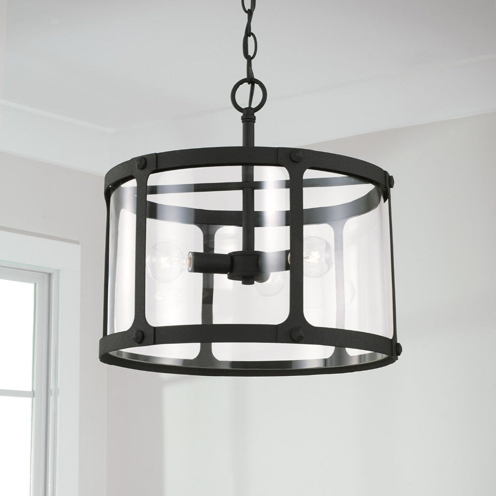 The Benson dual mount can be hung as a pendant or semi-flush.