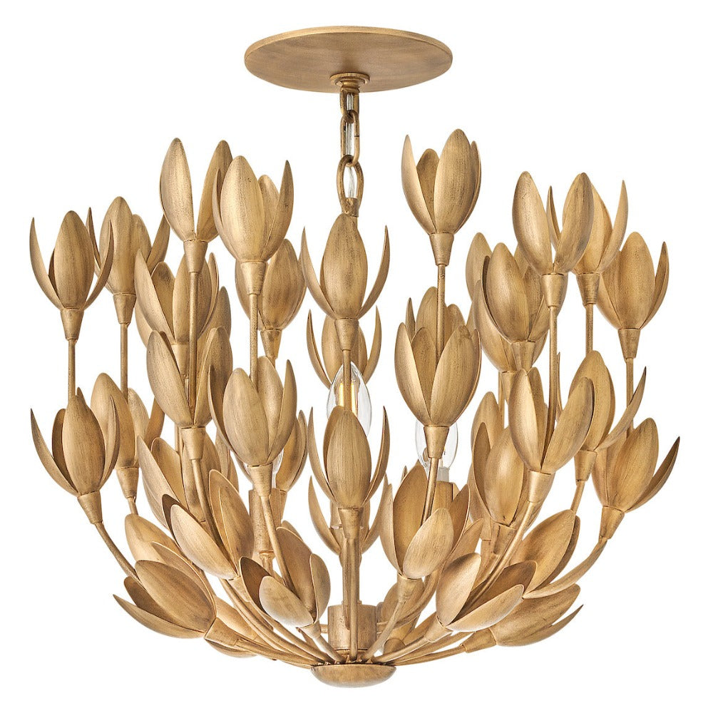 Magnolia Semi-Flush, Burnished Gold, Convertible Semi-Flush Mount