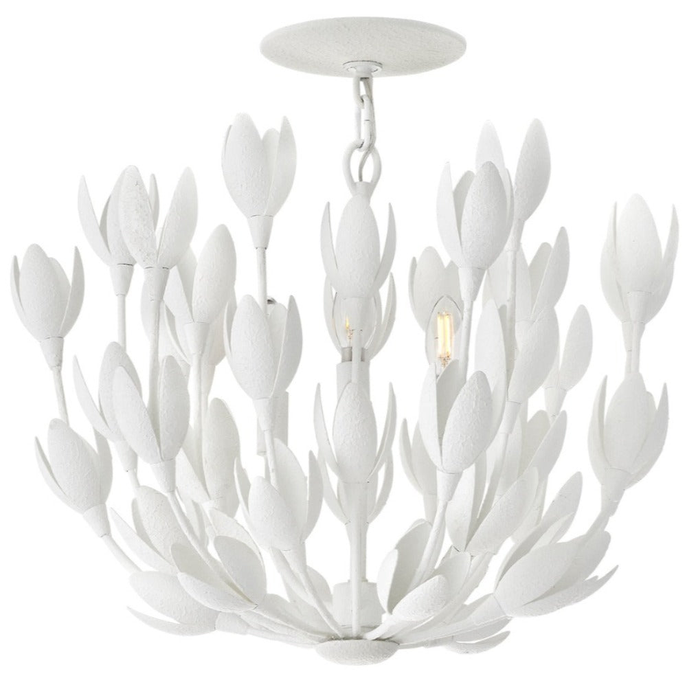 Magnolia Semi-Flush, White Plaster, Convertible Semi-Flush Mount