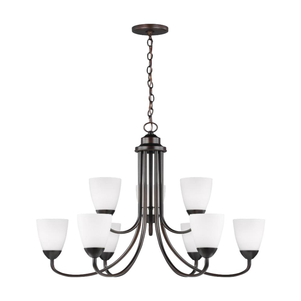 Barton Nine Light Chandelier, Chandelier, Bronze