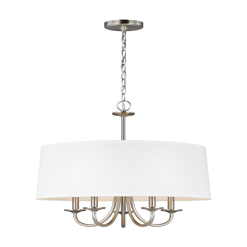 Barton Five Light Shade Chandelier, Chandelier, Brushed Nickel