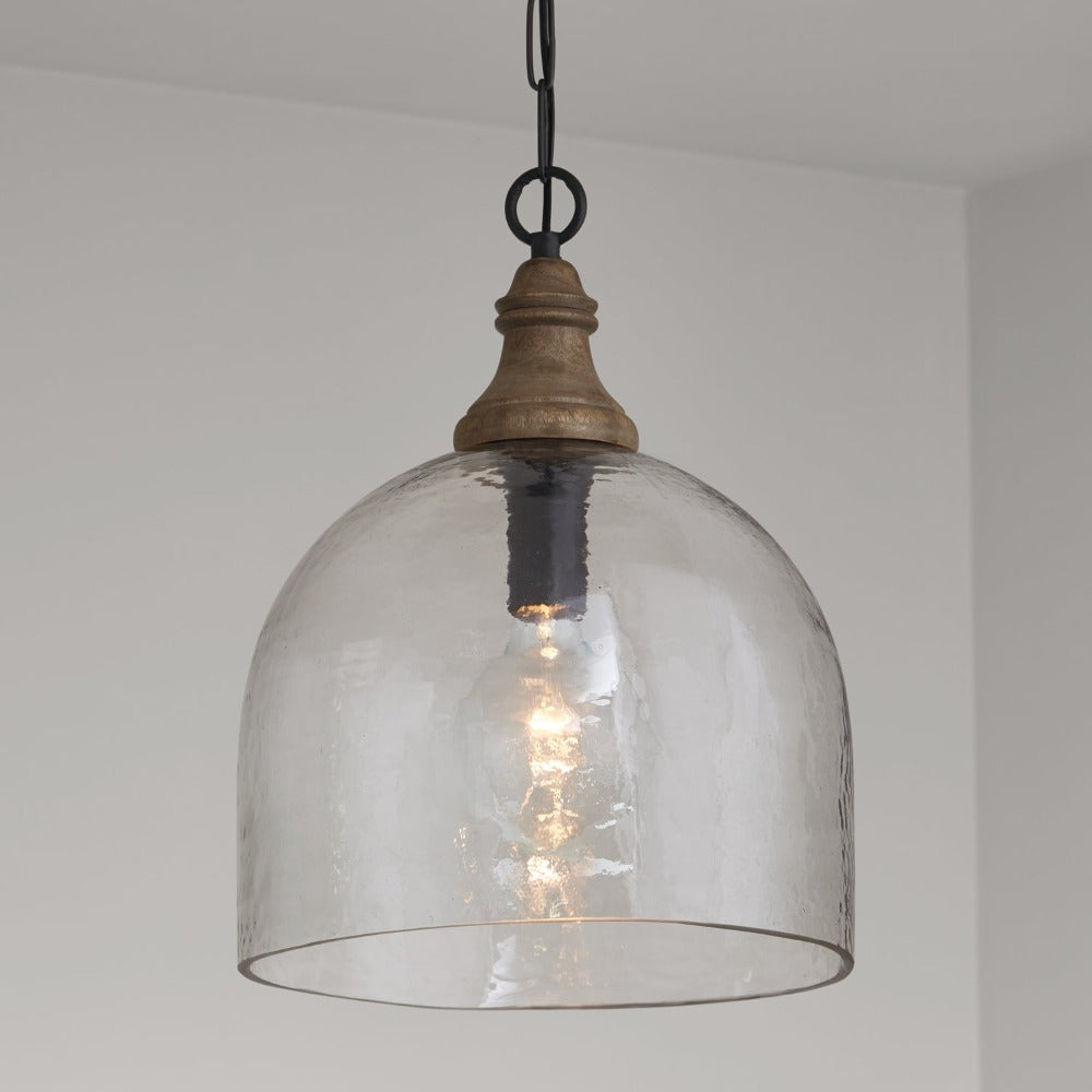 Kenley Pendant Grey Wash, Pendant, Rippled Glass Pendant