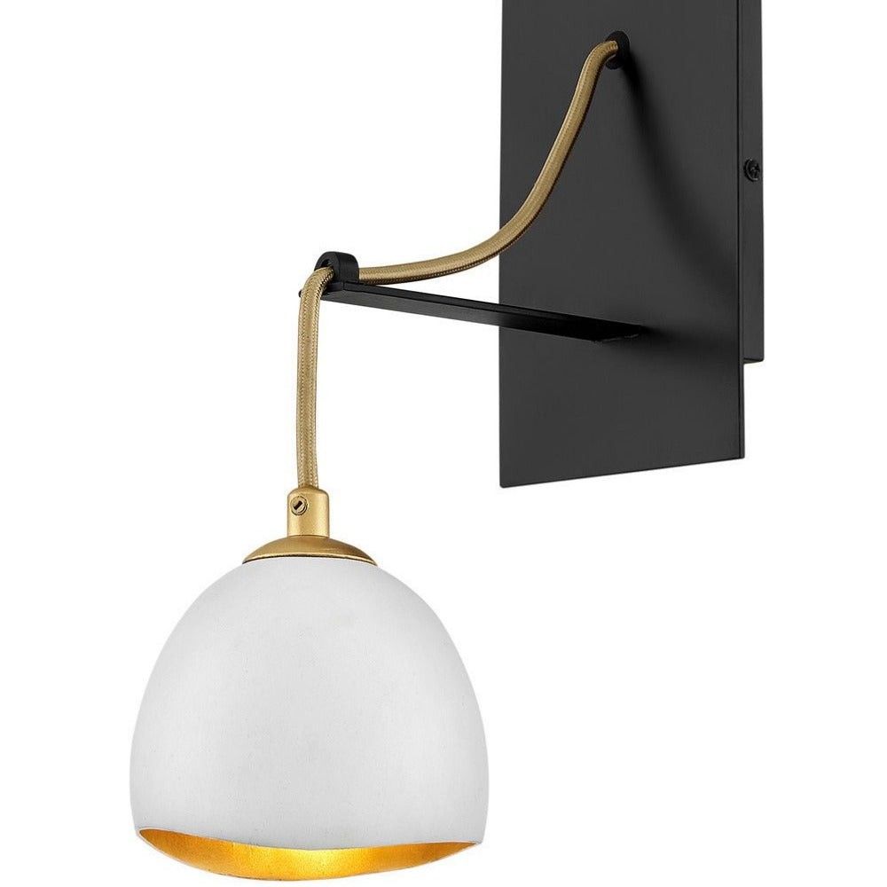 Lux Single Light Sconce, Sconce, Shell White with Gold Leaf Accents