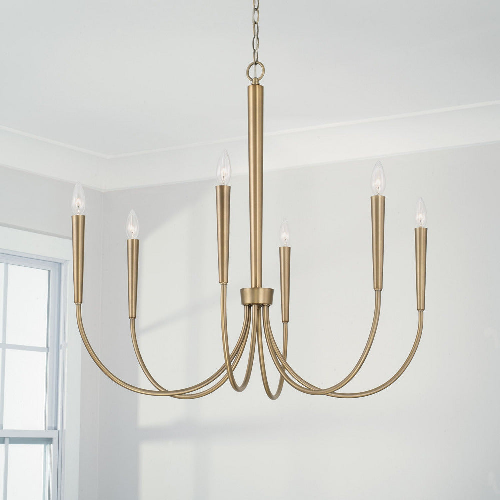 Audrey Chandelier, Chandelier, Aged Brass