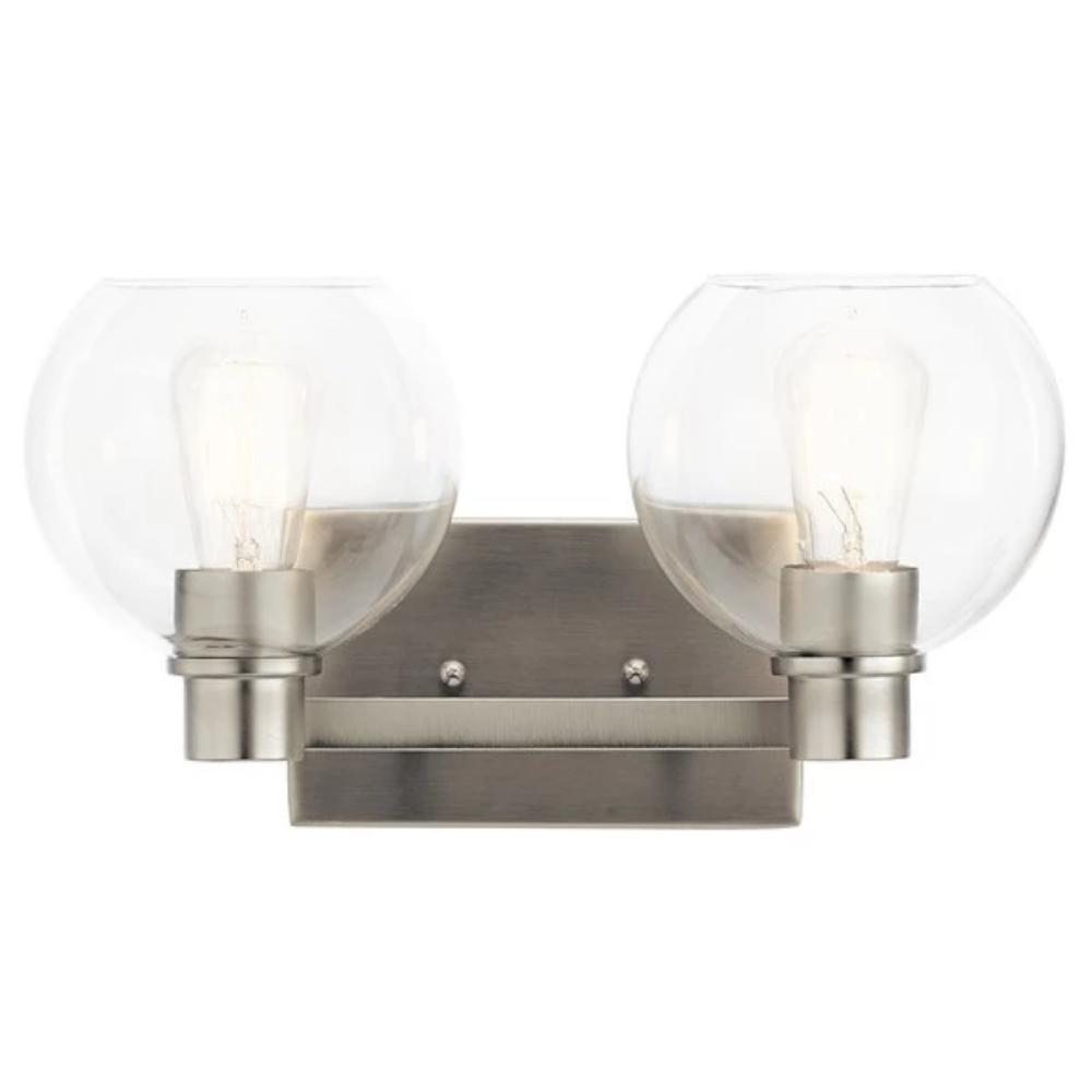 Harmony Vanity, 2-Light Vanity, Brushed Nickel, Clear Glass