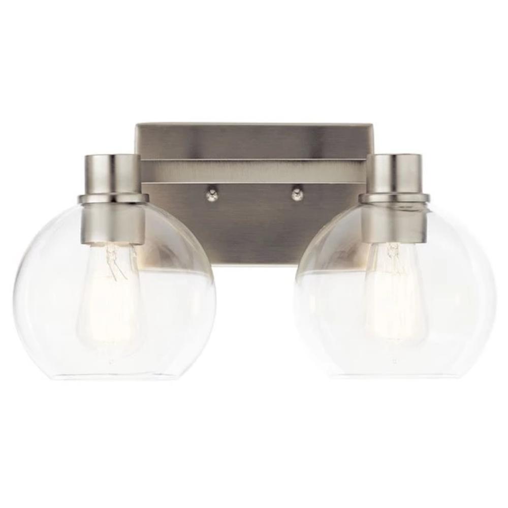 Harmony Vanity, 2-Light Vanity, Brushed Nickel, Clear Glass