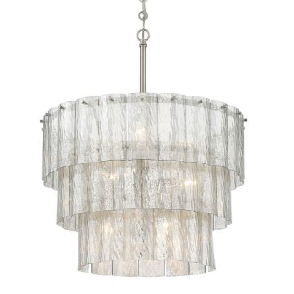 Bayside Tiered Antique Mercury Glass Chandelier, Chandelier, Nickel - Antiqued Mercury Glass