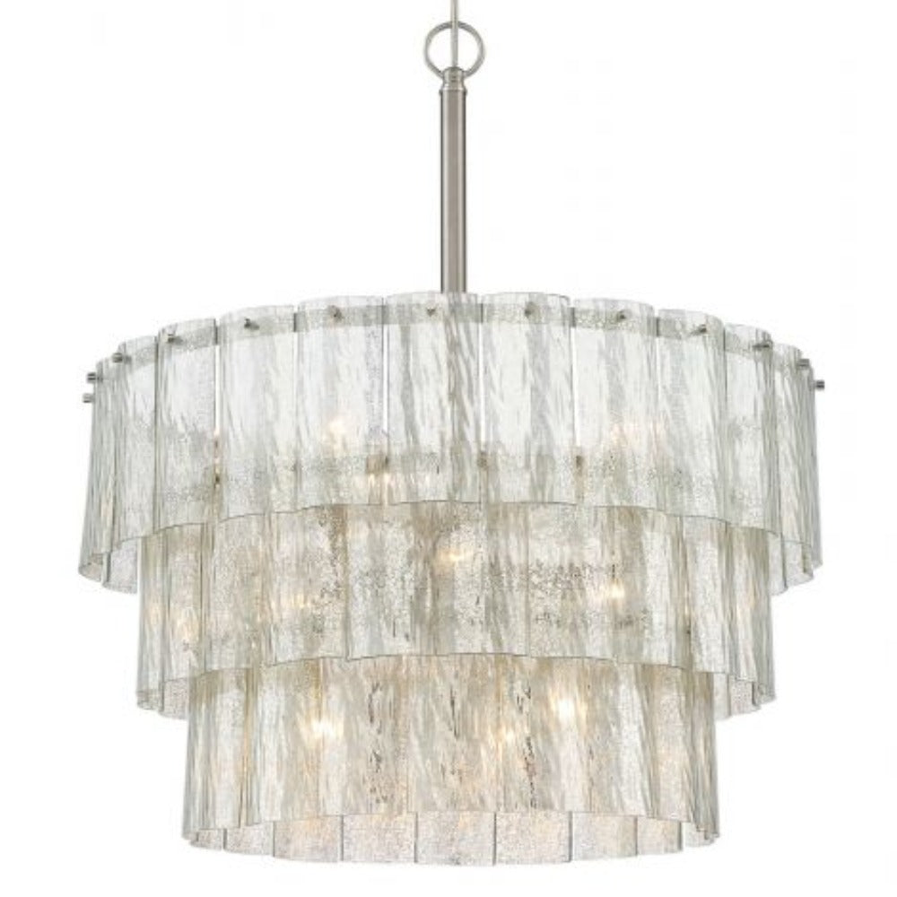 Bayside Tiered Antique Mercury Glass Chandelier, Chandelier, Nickel - Antiqued Mercury Glass