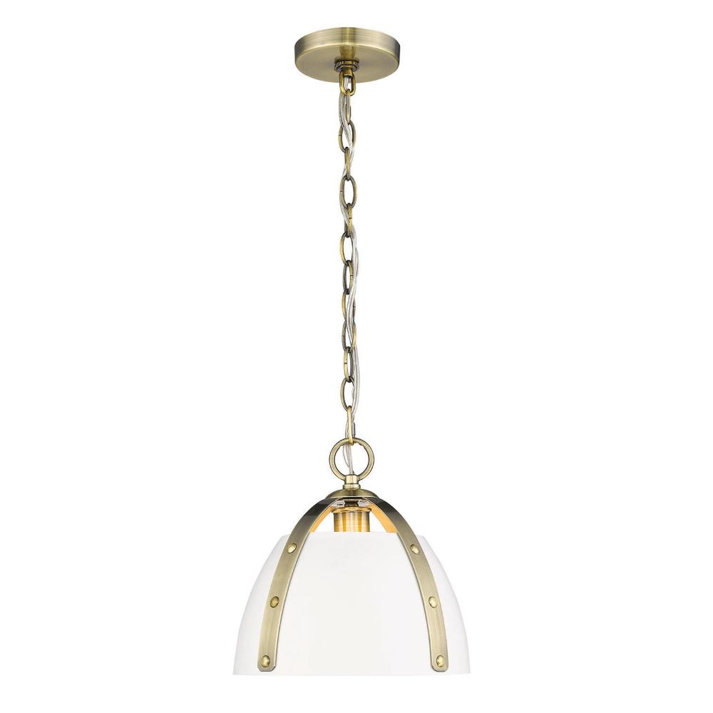 Aldrich Pendant, 1-Light Pendant, Matte White Shade, Aged Brass