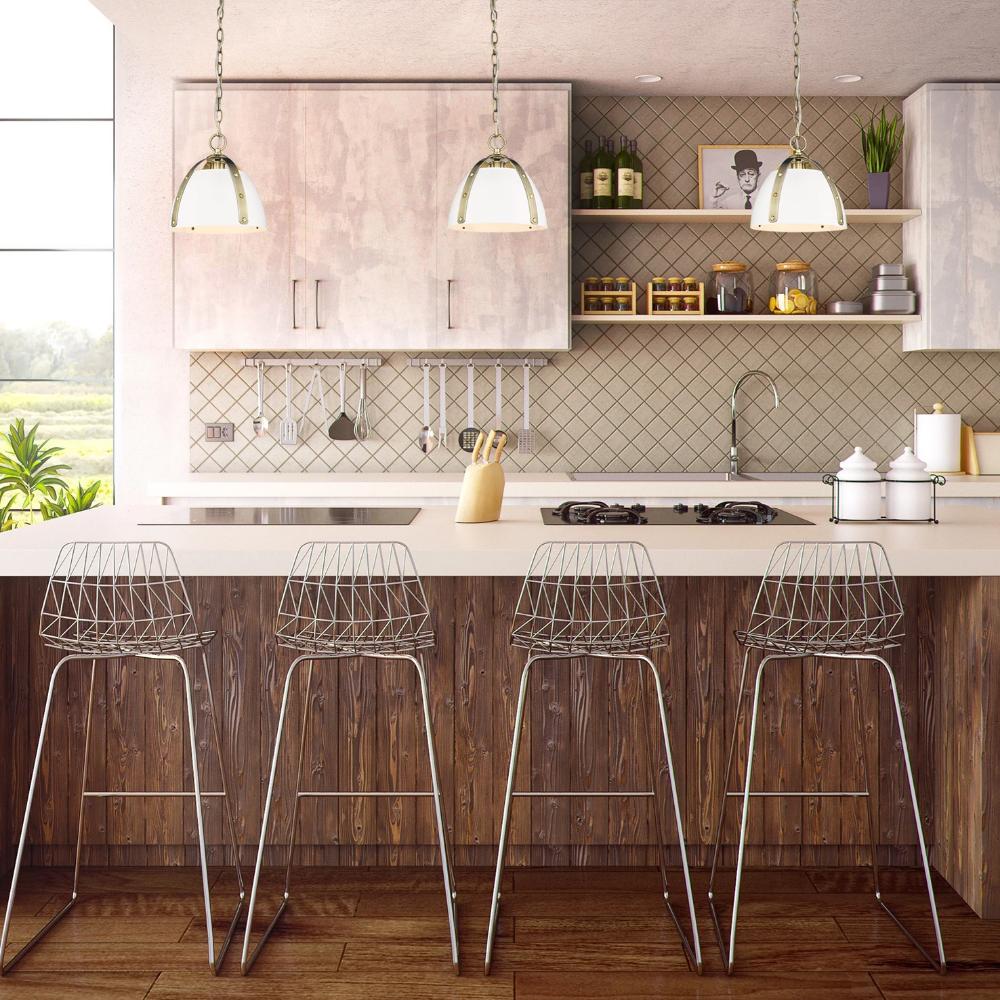 Lifestyle Shot of Aldrich Pendant, 1-Light Pendant, Matte Black Shade, Pewter