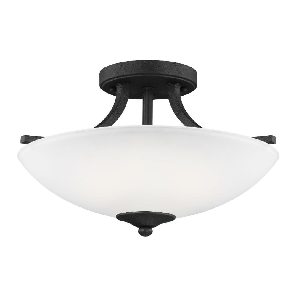 Barton 2-Light Semi-Flush Pendant, Pendant, Blacksmith