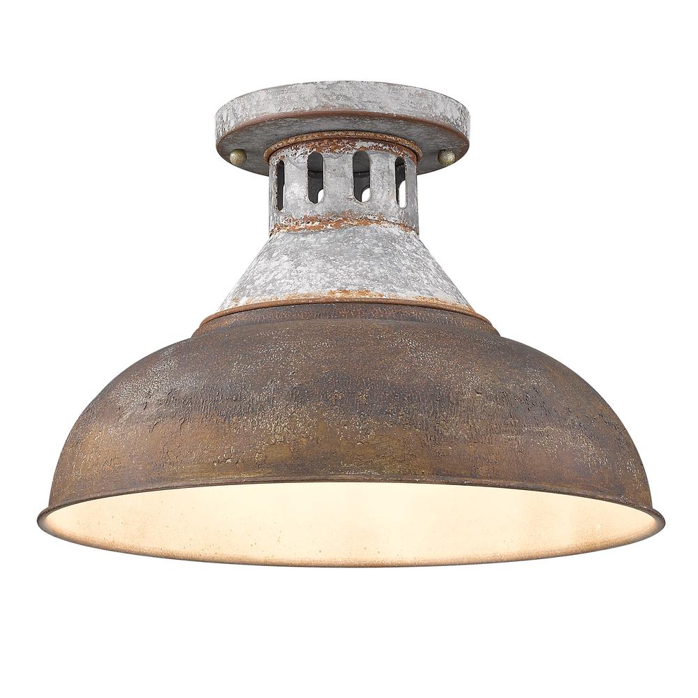 14-Inch Teal Semi-Flush Ceiling Light – 1-Light Indoor/Outdoor Farmhouse Fixture, Weather Resistant