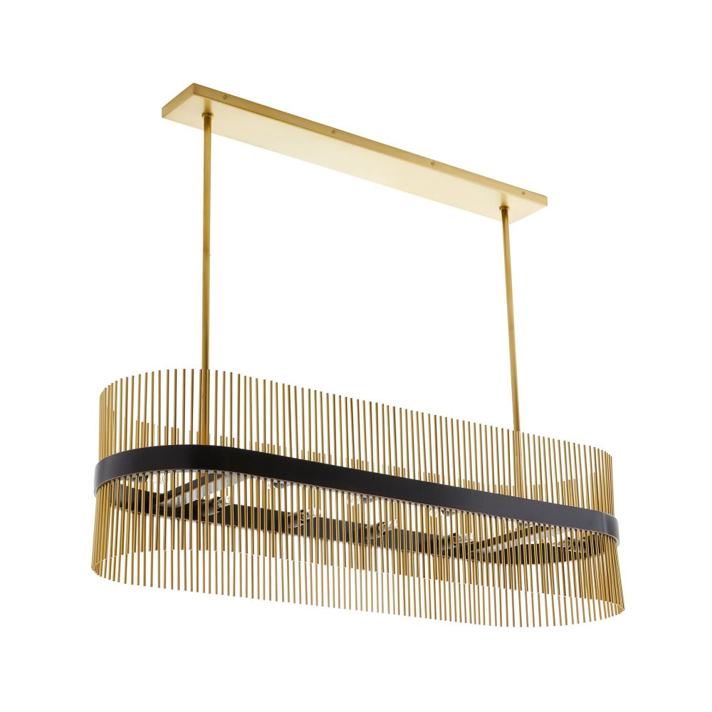 Abriz Oval Chandelier, Linear Chandelier, Antique Brass