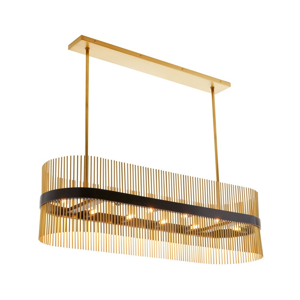 Abriz Oval Chandelier, Linear Chandelier, Antique Brass