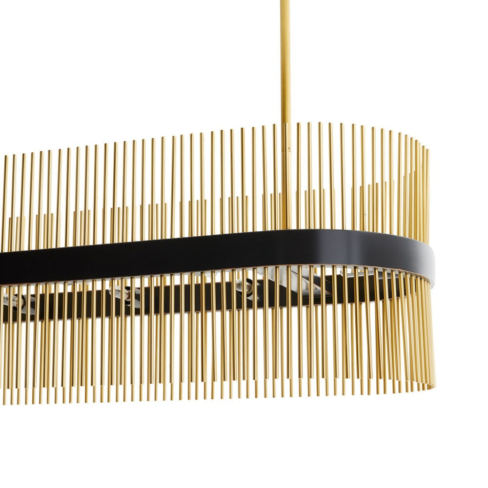 Abriz Oval Chandelier, Linear Chandelier, Antique Brass