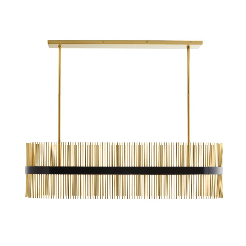 Abriz Oval Chandelier, Linear Chandelier, Antique Brass