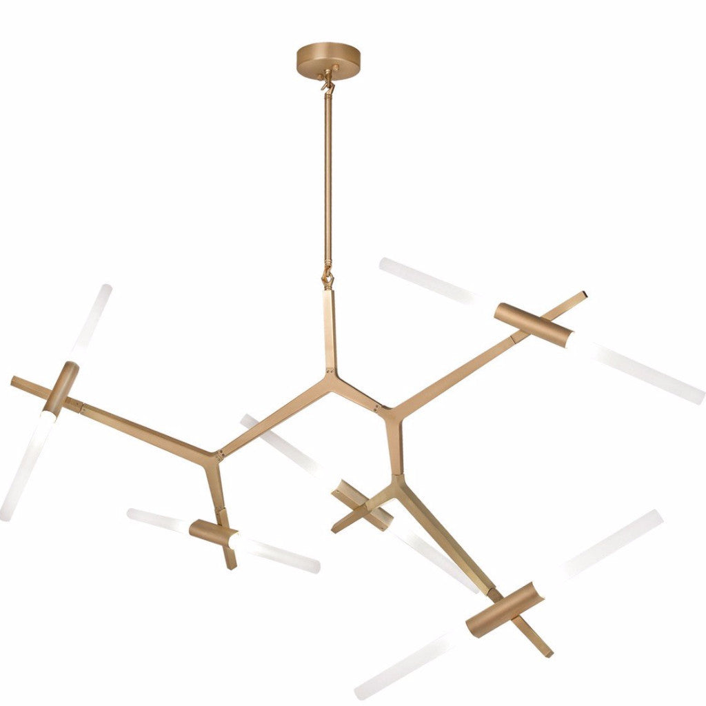 Brushed Brass Mid-Century Modern LED San Vicente 10 light Sputnik Chandelier by Avenue Lighting HF8059-10-BB
