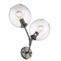 Fairfax 2 Light Sconce in Dark Bronze with clear glass globe shades by Avenue Lighting HF8082-DBZ