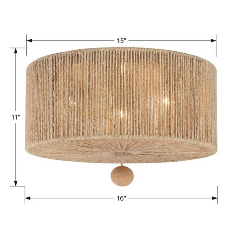 Ada Drum Ceiling Mount - Ceiling Mount Light Fixture - Woven Natural Jute Rope - Modern Organic Farmhouse Rustic Light Fixture