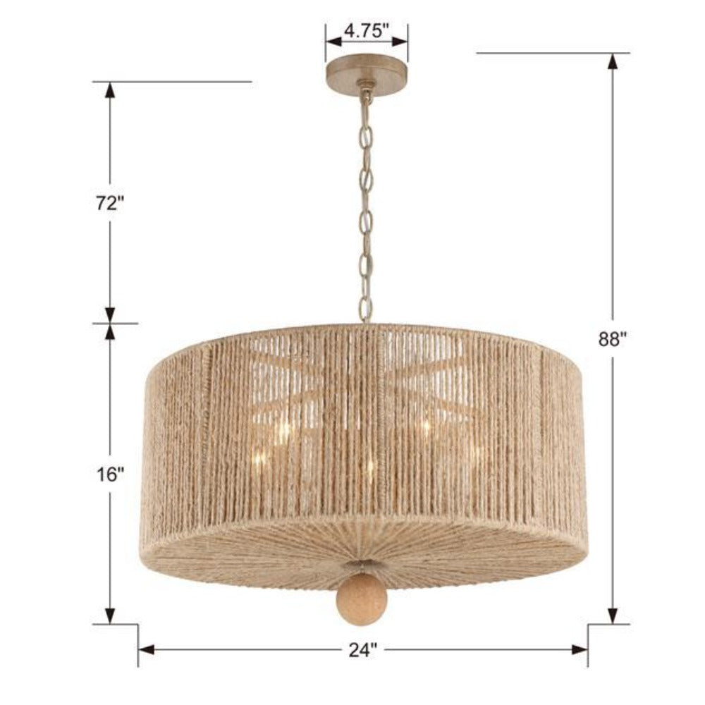 Ada Drum Pendant - Pendant Light Fixture - Woven Natural Jute Rope - Modern Organic Farmhouse Rustic Light Fixture