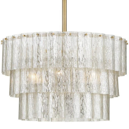 Bayside Tiered Antique Mercury Glass Chandelier, Chandelier, Satin Brass - Antiqued Mercury Glass Close Up