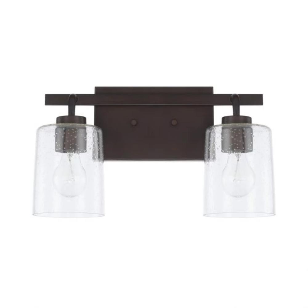 Greyson 2 Light Vanity in Bronze with Clear Seeded Glass Shades by Capital Lighting 128521BZ-449