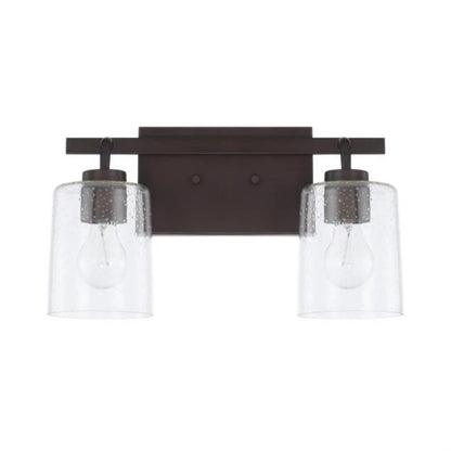 Greyson 2 Light Vanity in Bronze with Clear Seeded Glass Shades by Capital Lighting 128521BZ-449