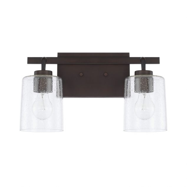 Greyson 2 Light Vanity in Bronze with Clear Seeded Glass Shades by Capital Lighting 128521BZ-449