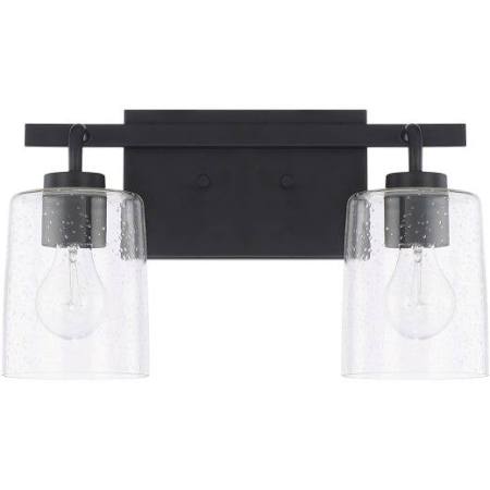 Greyson 2 Light Vanity in Matte Black with Clear Seeded Glass Shades by Capital Lighting 128521MB-449