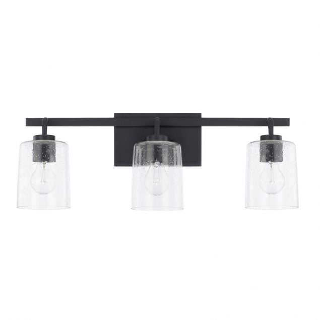 Greyson 3 Light Vanity in Bronze with Clear Seeded Glass Shades by Capital Lighting 128531BZ-449