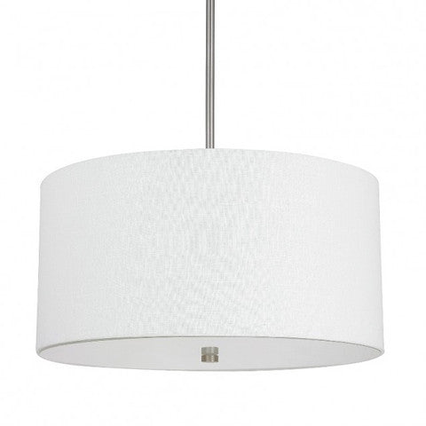 Capital Lighting Loft Drum Pendant in Matte Nickel with White Linen Shade 3922MN-623