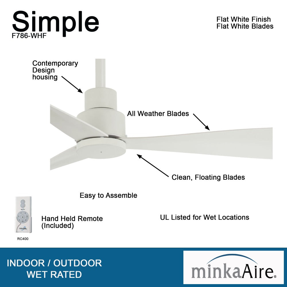 Simple 44" Simple Ceiling Fan OPEN BOX