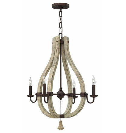 Wood and Iron Rust 4 Light Middlefield Wine Barrel Chandelier by Hinkley Lighting FR40574IRR4 