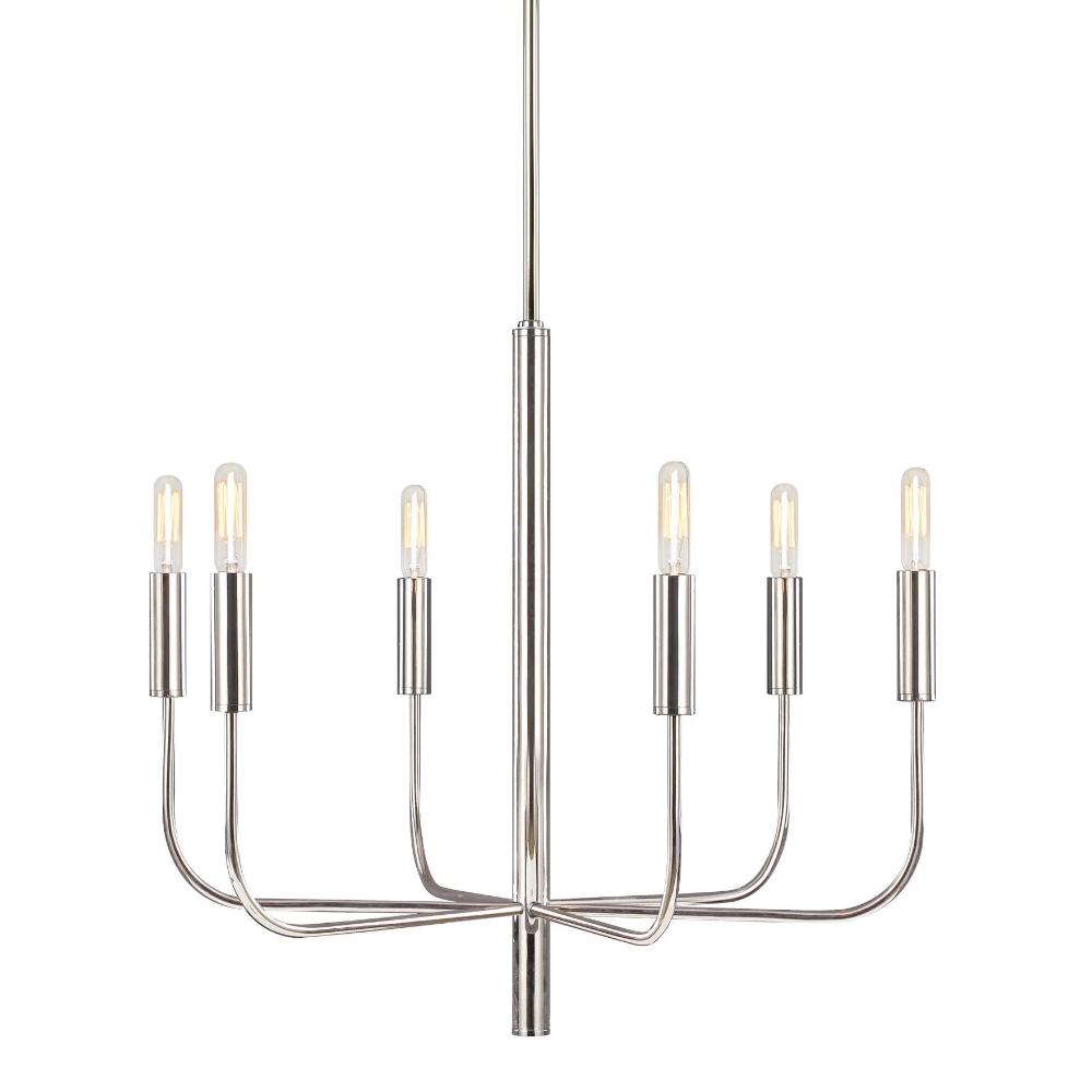 Fenella Chandelier, 6-Light Chandelier, Polished Nickel