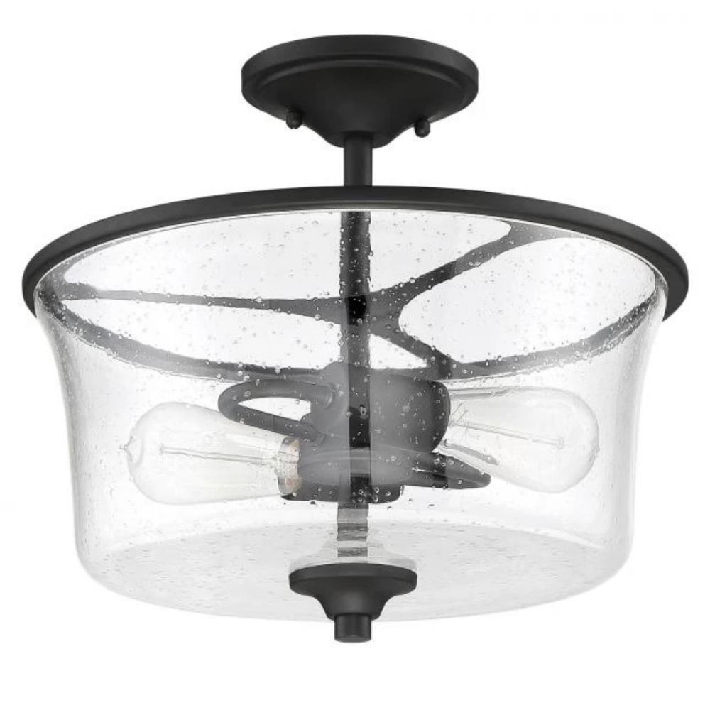 Gwyneth Ceiling Mount, 2-Light Semi-Flush Ceiling Mount, Flat Black