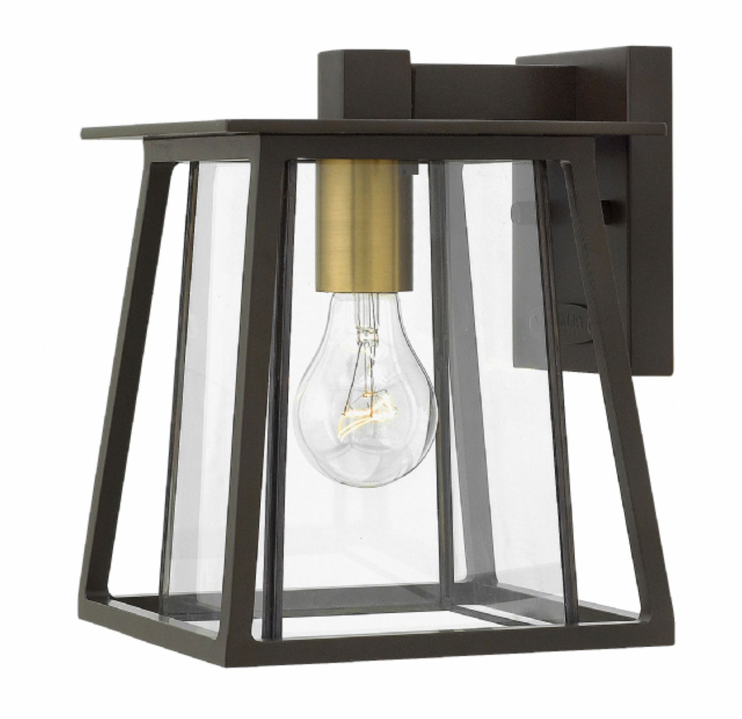 Small 1 Light Walker Outdoor Wall Lantern in Buckeye Bronze with brass accents by Hinkley 2106KZ