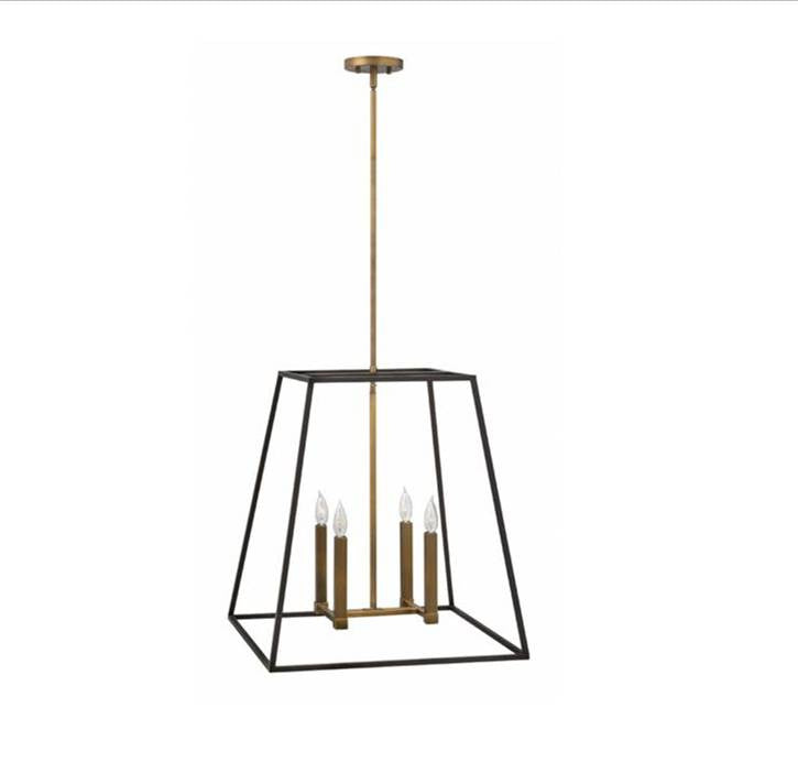 Fulton Large Foyer by Hinkley Lighting in Bronze 3336BZ | open cage dark bronze metal lantern with Copper-Brass Accents