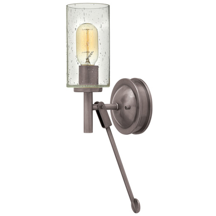 Collier Antique Wall Sconce with Cylindrical Clear Seedy Glass by Hinkley Lighting 3380AN