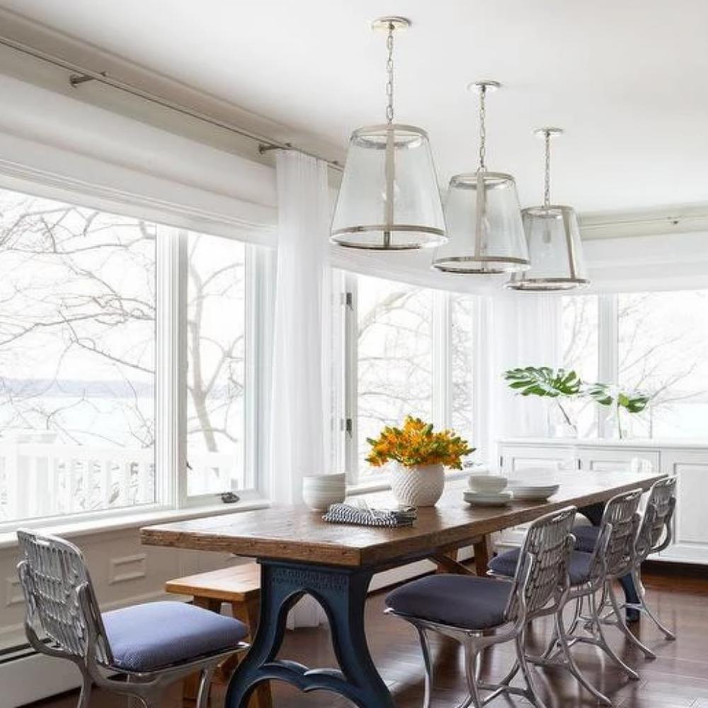 Lifestyle Shot of Harrow Pendant, 1-Light Pendant, Polished Nickel