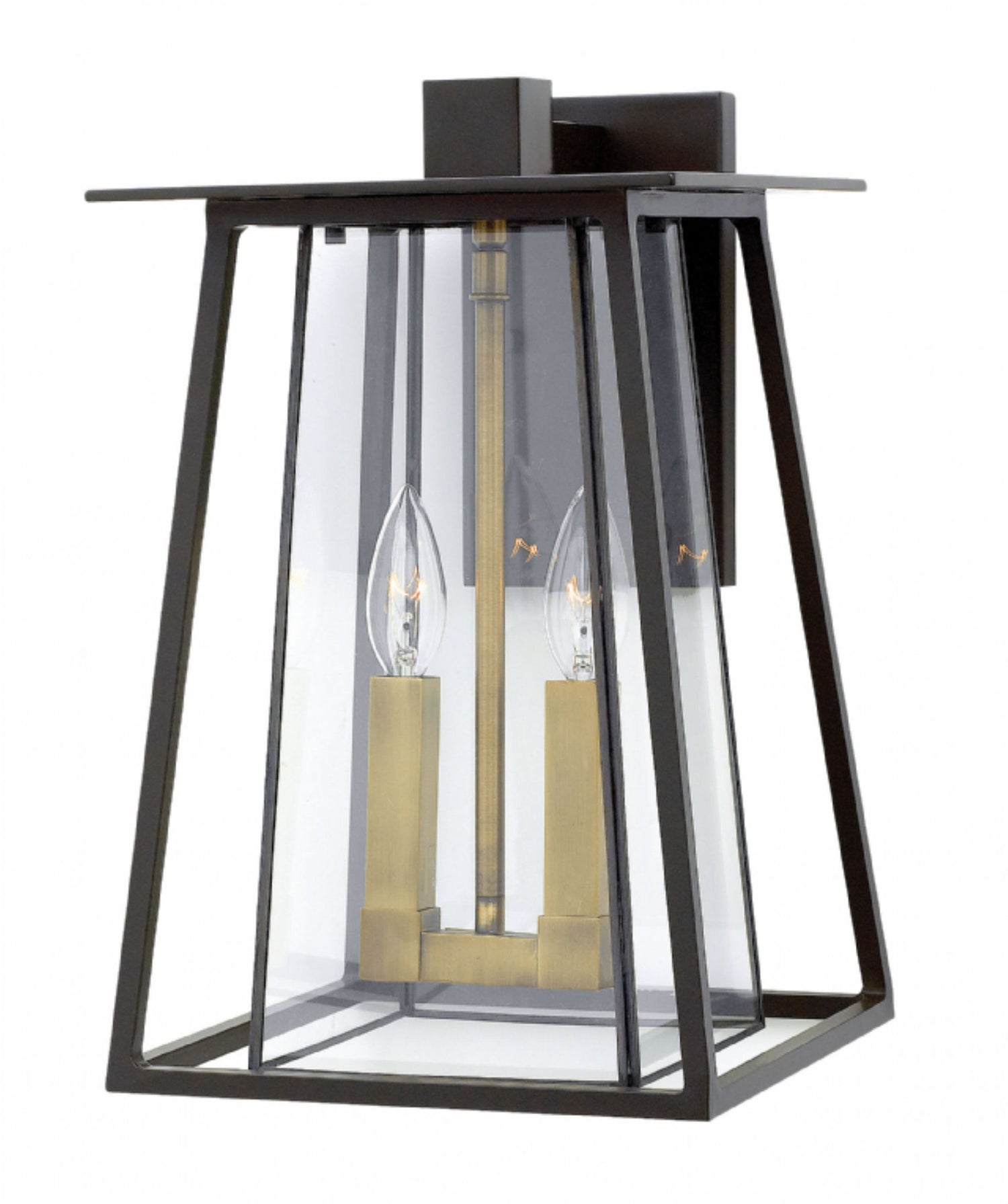 2 Light Walker Outdoor Wall Lantern in Buckeye Bronze with brass accents by Hinkley 2104KZ