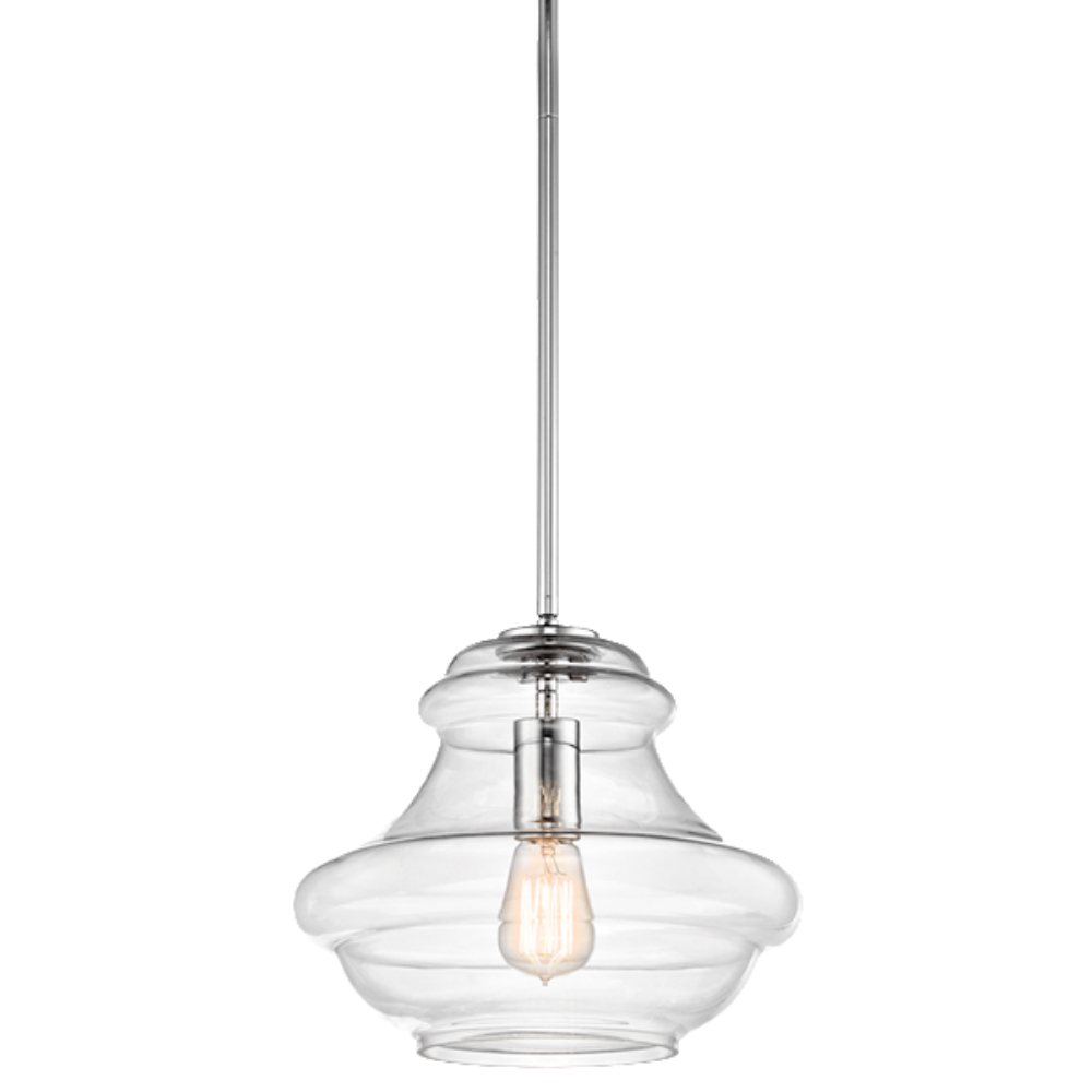 1 Light Everly Pendant in Chrome with clear glass by Kichler 42044OZ