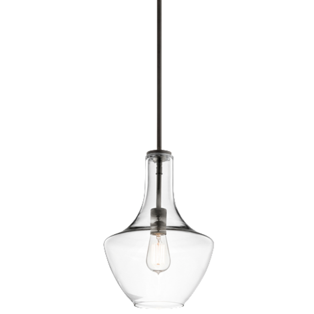 1 Light Everly Pendant in Olde Bronze with Clear Glass by Kichler 42141OZCLR