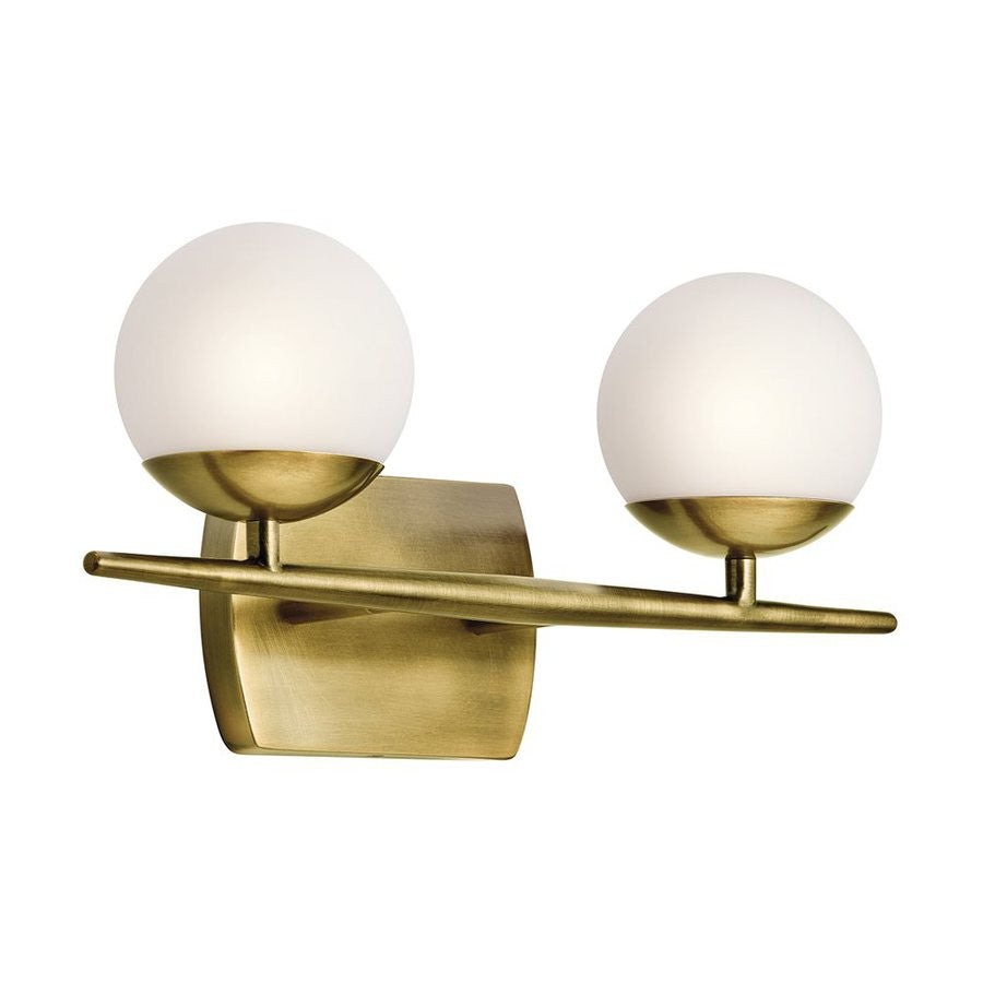 Jasper Vanity 2 Light in Natural Brass by Kichler Lighting ( 45581NBR) | Lighting Connection