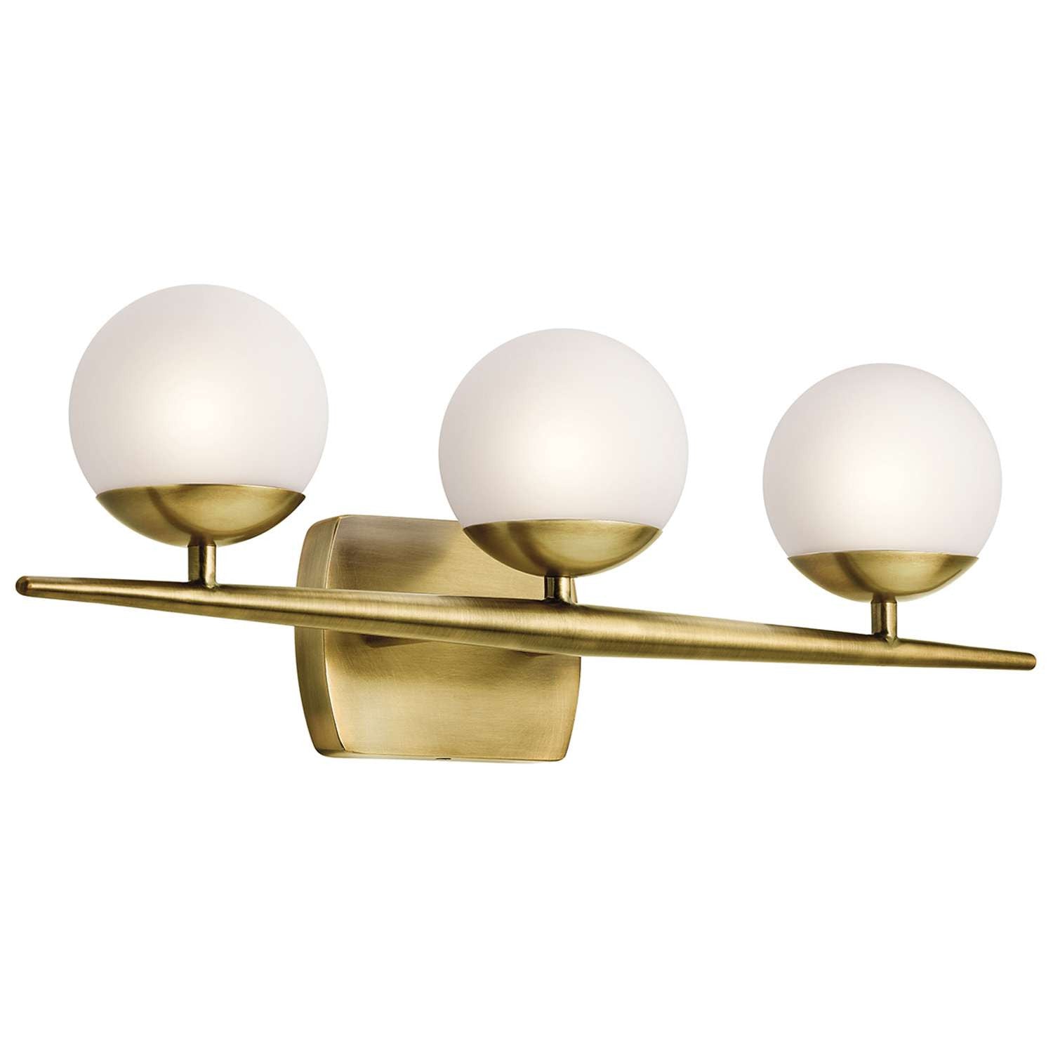 Jasper Vanity 3 Light in Natural Brass by Kichler Lighting ( 45582NBR) | Lighting Connection
