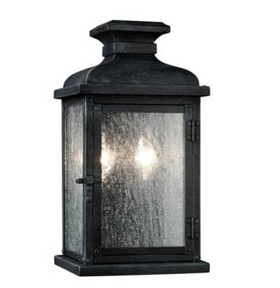 2 Light Pediment Outdoor Sconce in Dark Weathered Zinc by Sea Gull Lighting OL11100DWZ