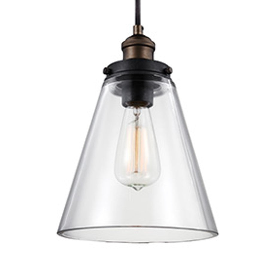 Baskin Pendant in Painted Aged Brass with a Dark Weathered Zinc Finish by Murray Feiss, P1347PAGB/DWZ